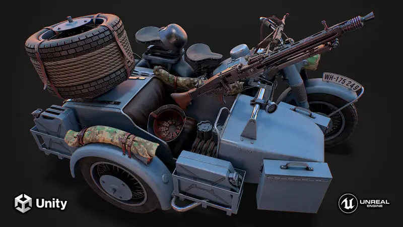 Model 3d de motocicletă militară