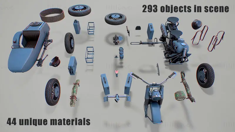 Military motorcycle 3d model