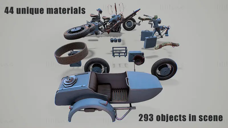 Military motorcycle 3d model