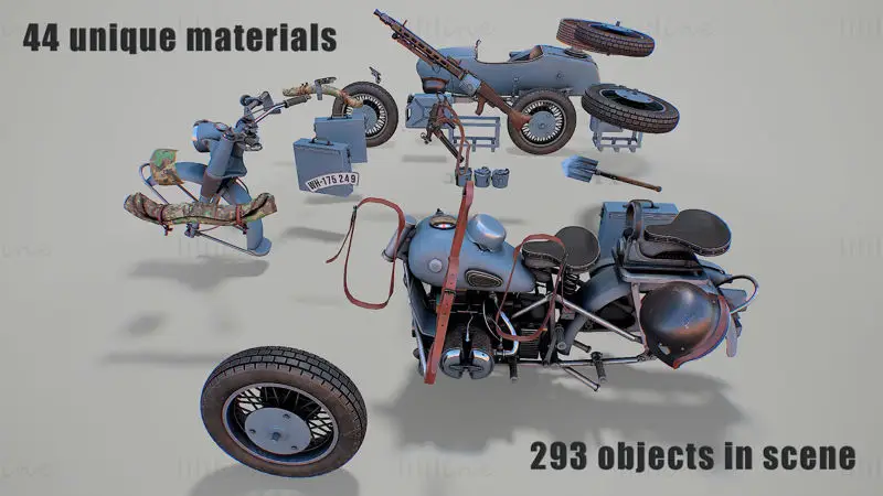 Military motorcycle 3d model