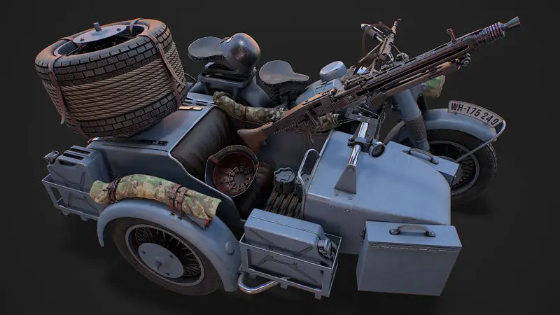 Model 3d de motocicletă militară