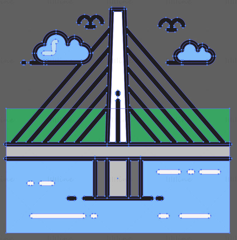 Millau bridge vector illustration