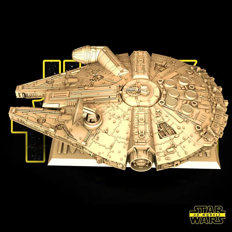 نموذج مطبوع ثلاثي الأبعاد لسفينة Millennium Falcon من Star Wars - STL