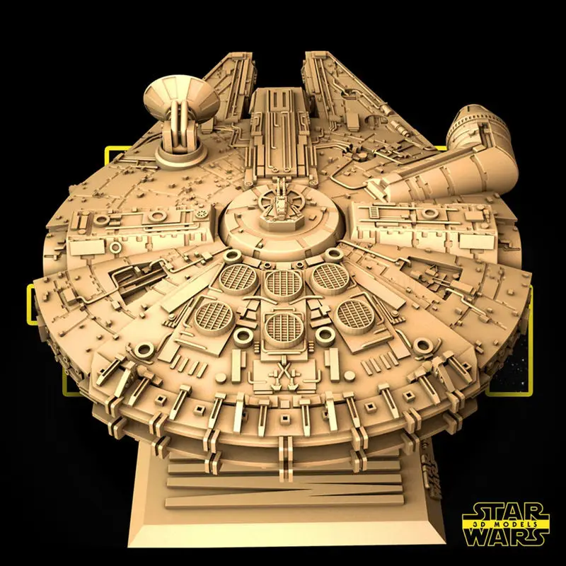 نموذج مطبوع ثلاثي الأبعاد لسفينة Millennium Falcon من Star Wars - STL