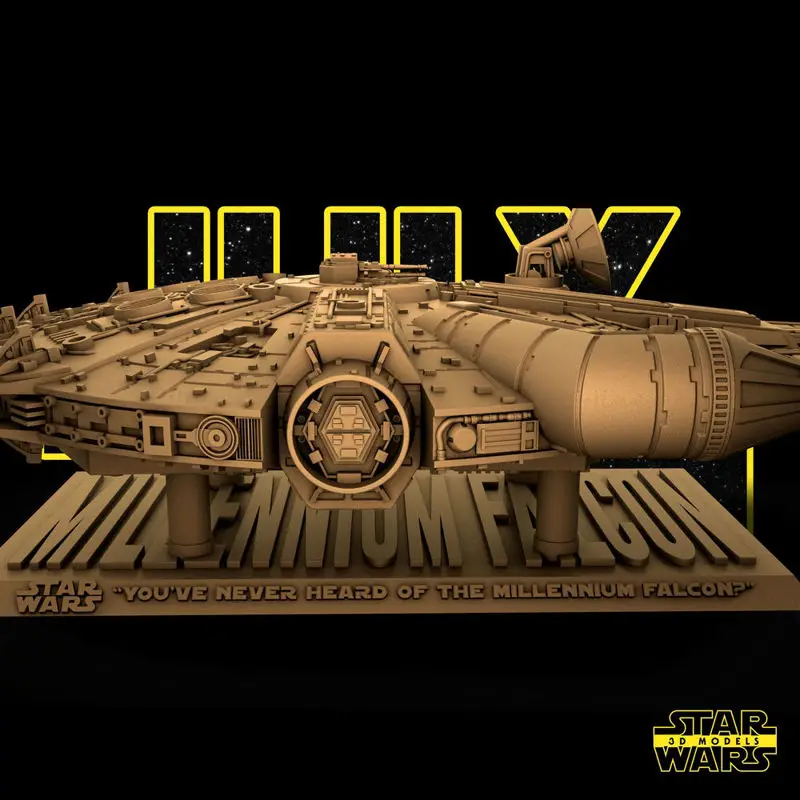 نموذج مطبوع ثلاثي الأبعاد لسفينة Millennium Falcon من Star Wars - STL