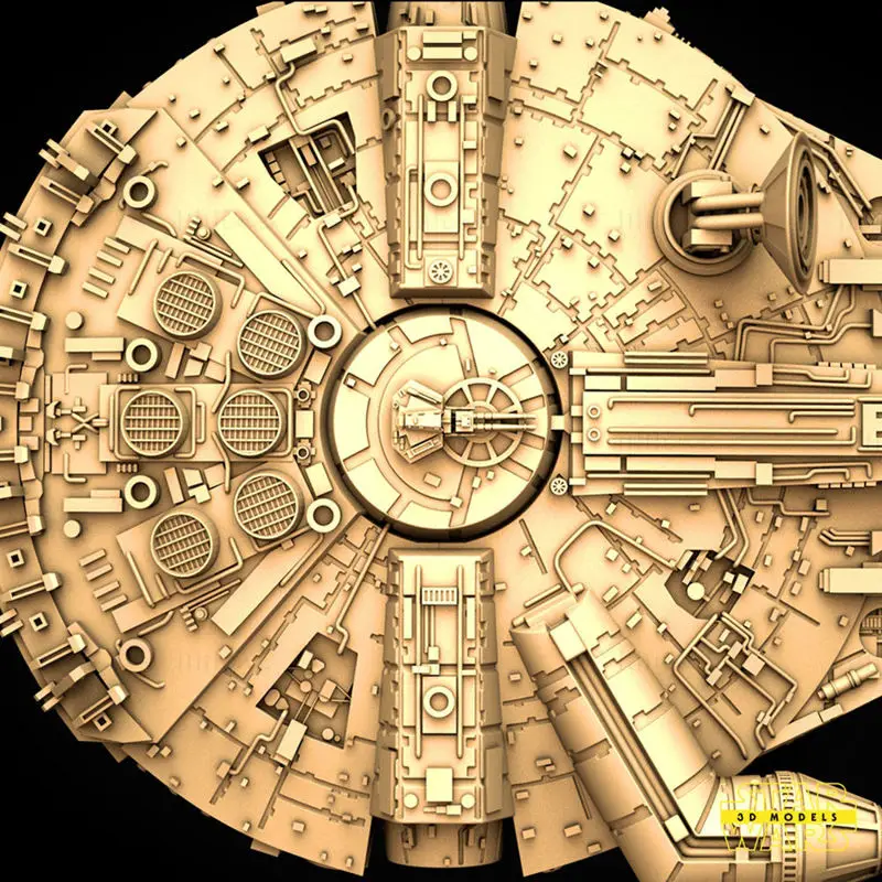 نموذج مطبوع ثلاثي الأبعاد لسفينة Millennium Falcon من Star Wars - STL