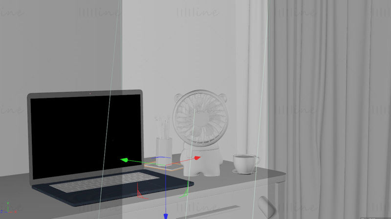 Mini small desktop fan 3d scene model