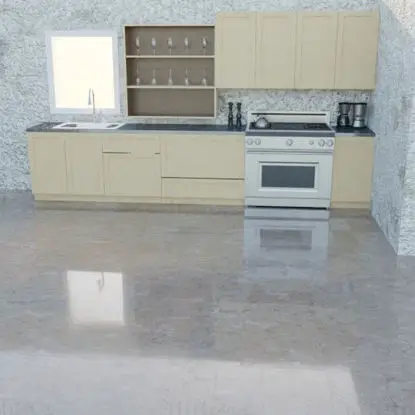Minimalistický 3D model kuchyňské skříňky bez úchytek