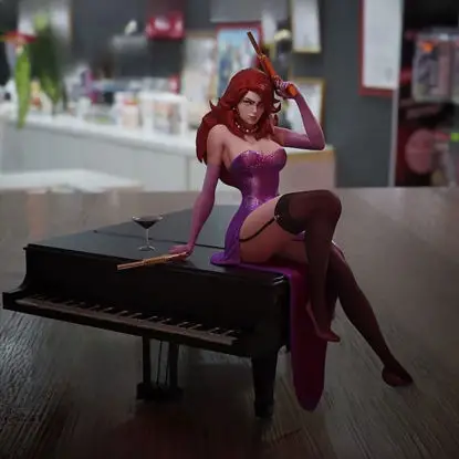 Miss Fortune on Piano Figure 3D Printing Model STL