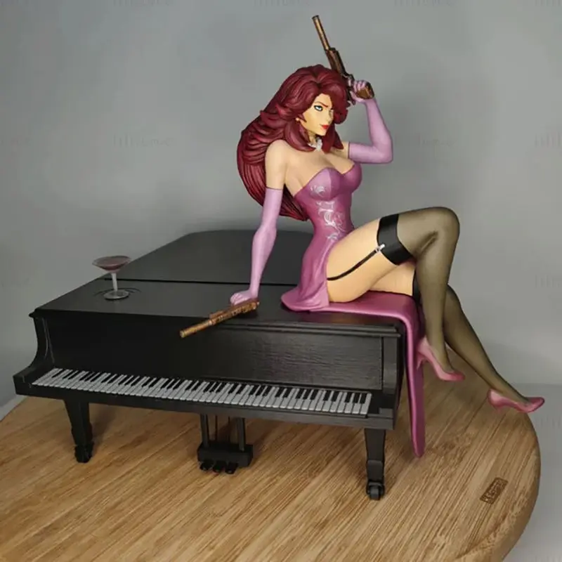 Miss Fortune on Piano Figure 3D Printing Model STL