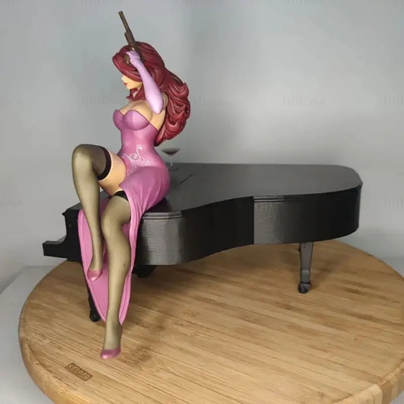 Miss Fortune on Piano Figure 3D Printing Model STL