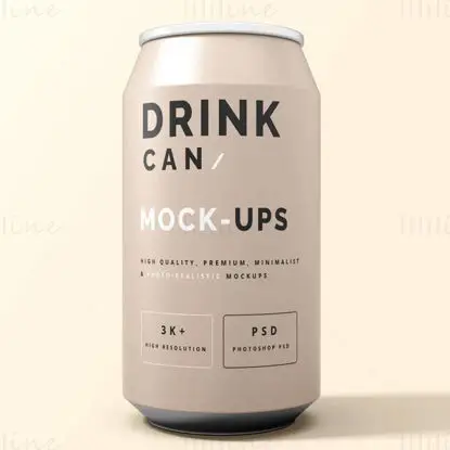 Mockup Drink can design Front View