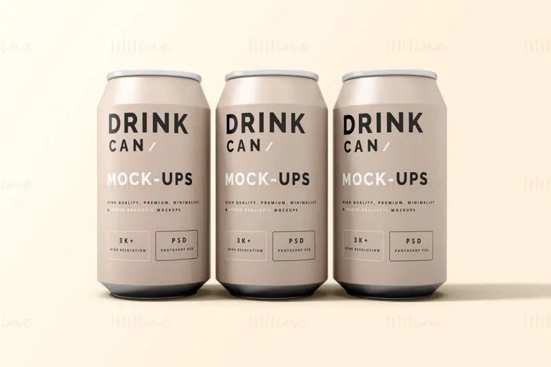 Mockup Drink může design X3