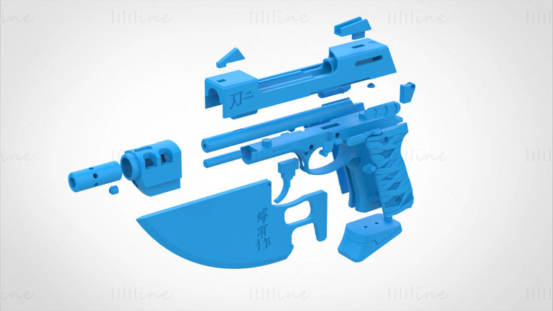 Modified Beretta 92FS from the movie Blade 2 2002 3d print model