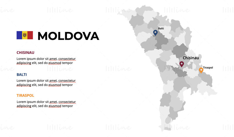 Moldova Infographics Kart redigerbar PPT og Keynote