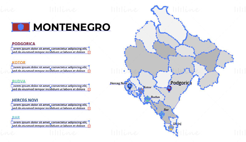Montenegro map vector