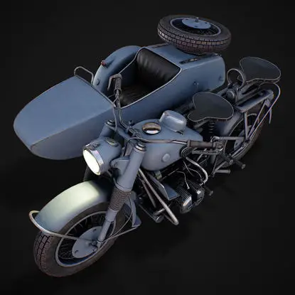 Motocicletă cu model 3d sidcar