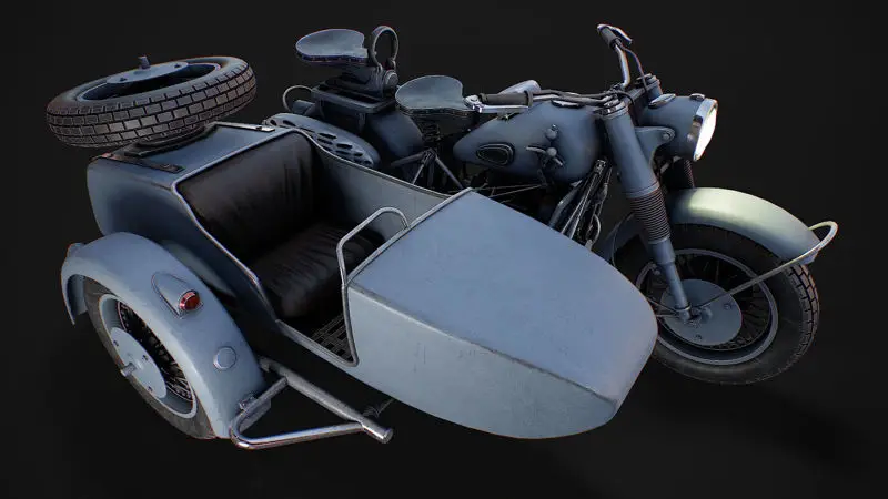 Motocicletă cu model 3d sidcar