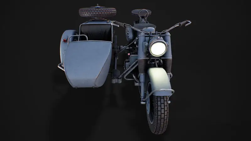 Motocicletă cu model 3d sidcar