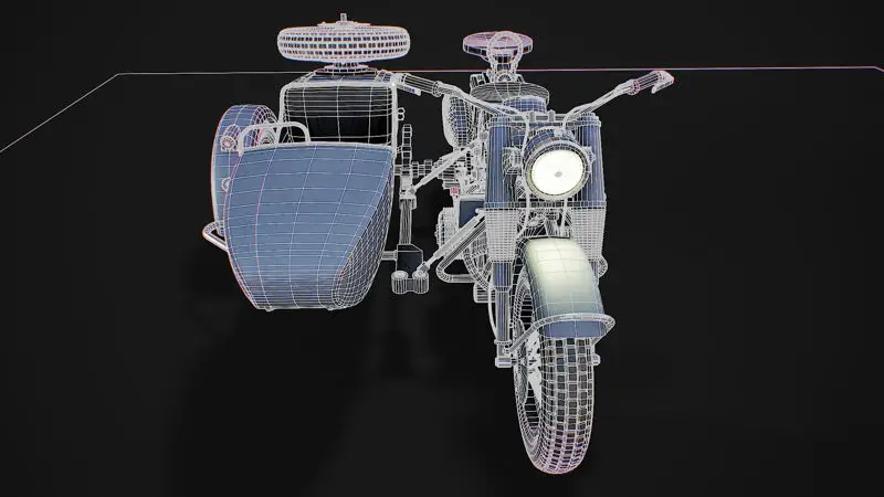 Motocicletă cu model 3d sidcar