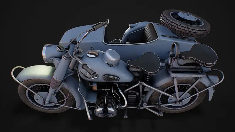 Motocicletă cu model 3d sidcar