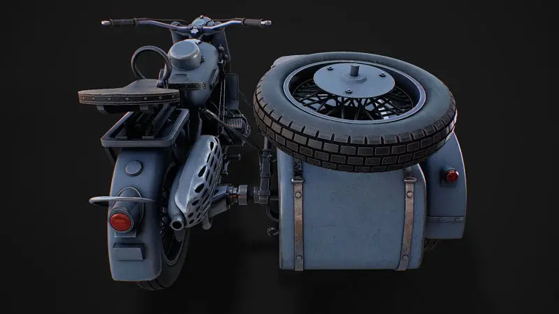 Motocicletă cu model 3d sidcar