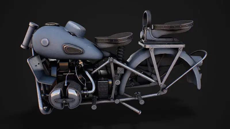 Motocicletă cu model 3d sidcar