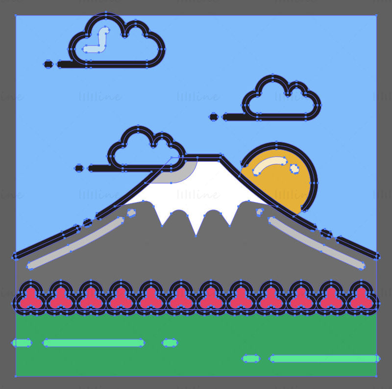 富士山のベクトル図