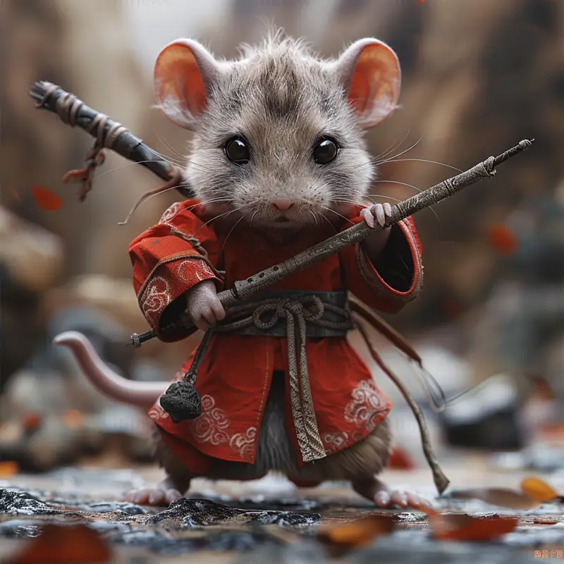 Ilustracija mišjega dojenčka bojevnika