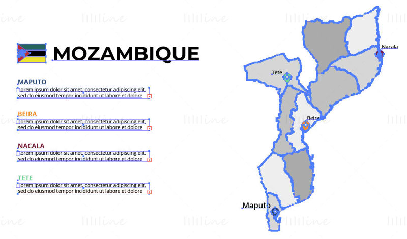 Mosambik kart vektor