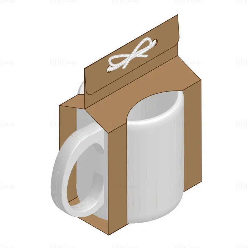 Mug packaging box die cutting line vector
