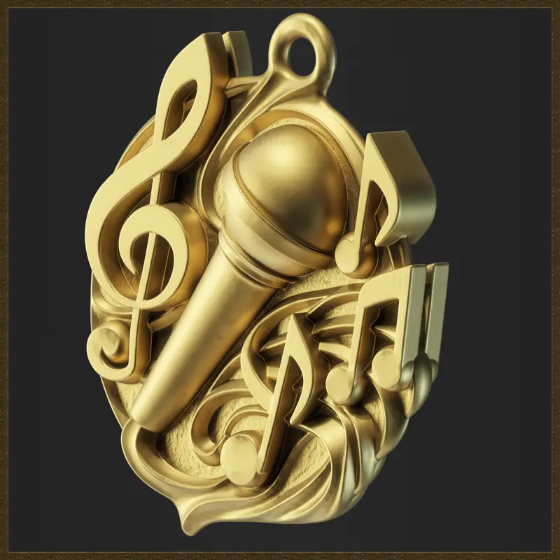 Musikmikrofon-Anhänger-Schmuckdesign 3D-Druckmodell