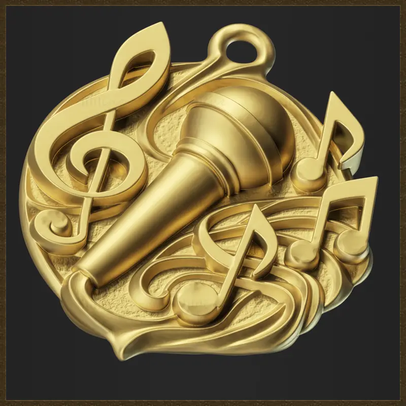 Musikmikrofon-Anhänger-Schmuckdesign 3D-Druckmodell
