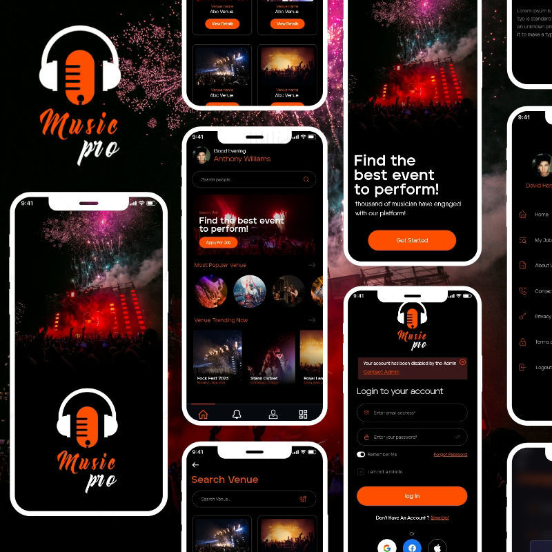 Music Pro - Adobe XD Mobile UI Kit