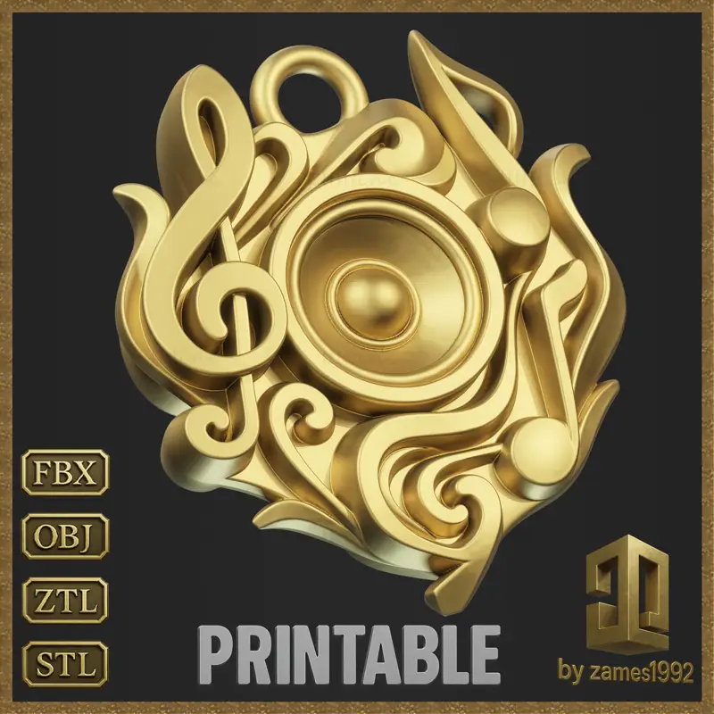 Musiksymbol-Amulett-Schmuckdesign 3D-Druckmodell