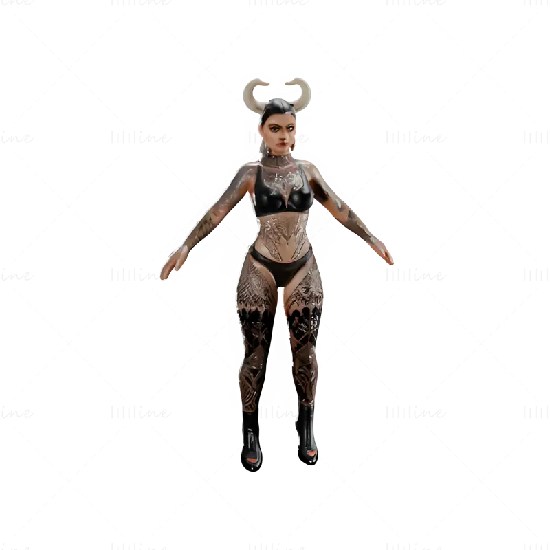 神秘恶魔女王人物 3D 打印模型