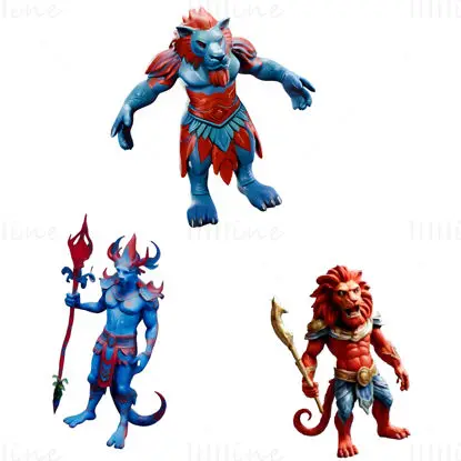 Mystic Lion Warrior Figures 3D Print Model