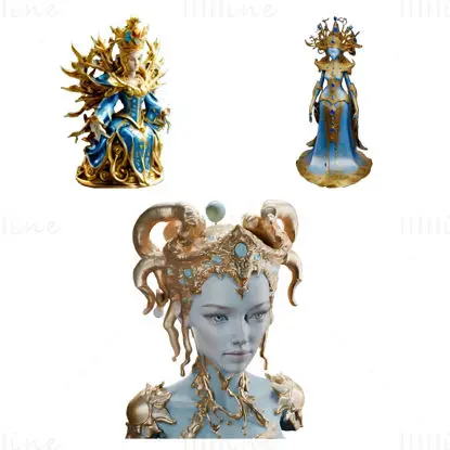 Mystical Queen Collection - Royal Fantasy Figurines 3D Print Model