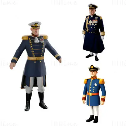 Colección de modelos de impresión 3D de figuras de oficiales navales