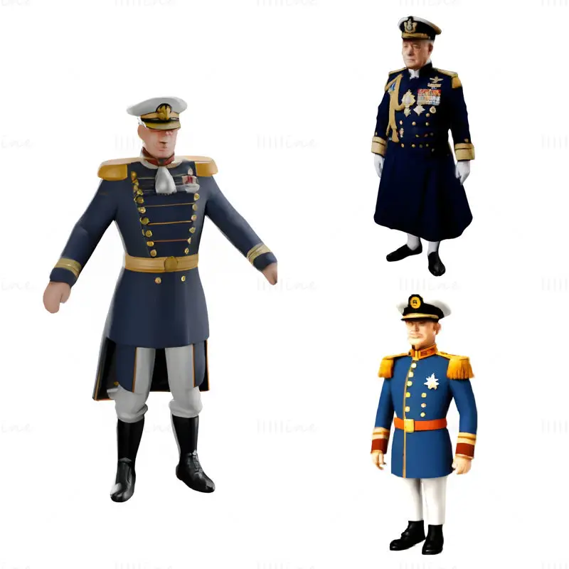 Collection de modèles d'impression 3D de figurines d'officier de marine