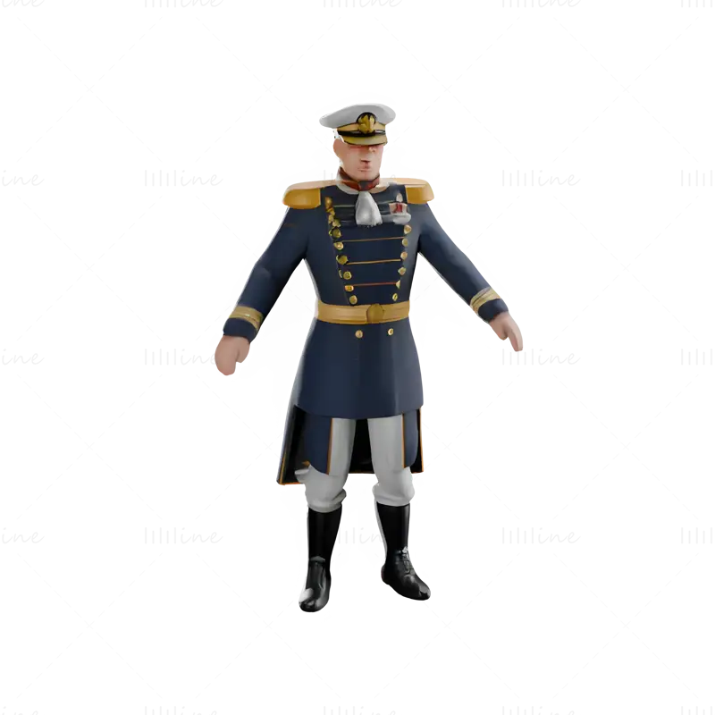 Marineofficier-figuur 3D-printmodelcollectie