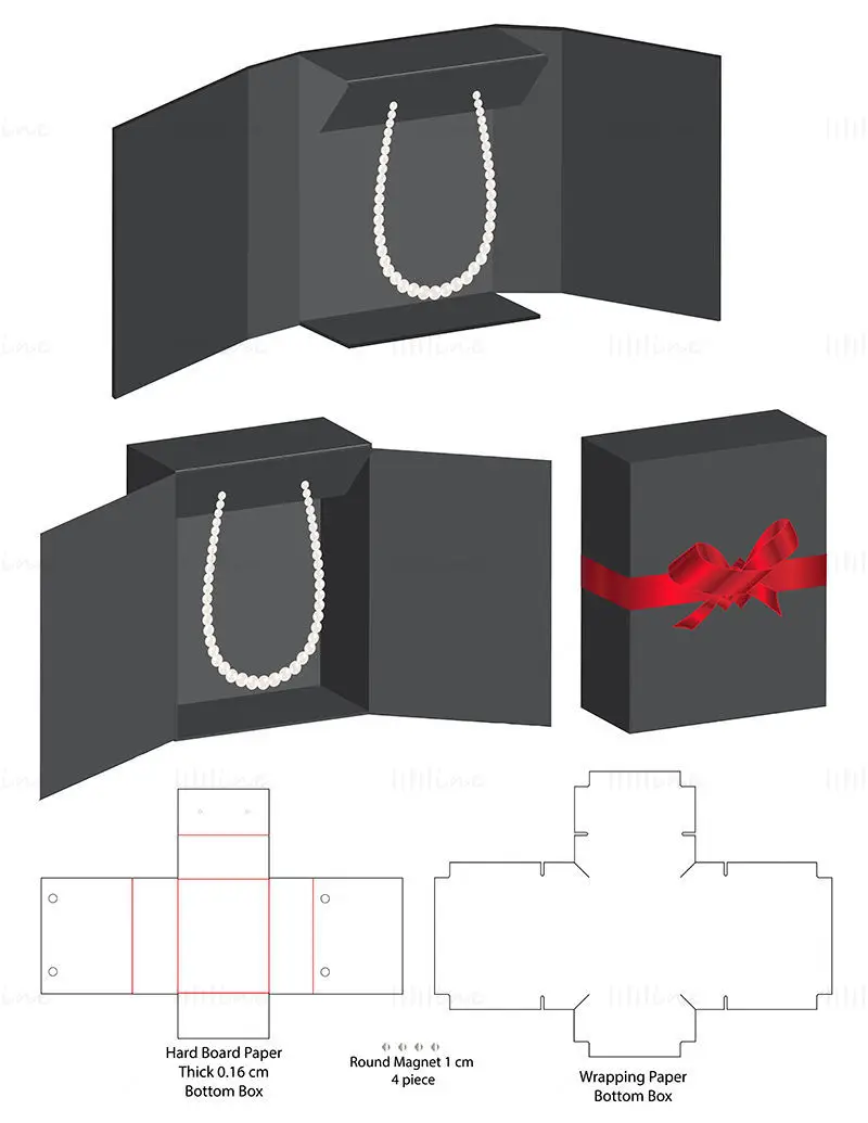 Necklace packaging box dieline vector