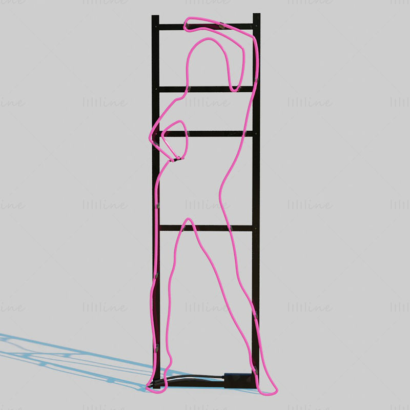 Neon Girl Sign Blender modelo 3d