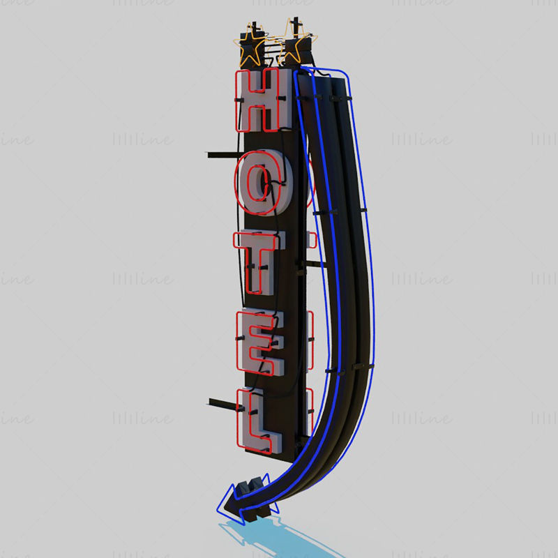 Neon Hotel Sign 3D Model
