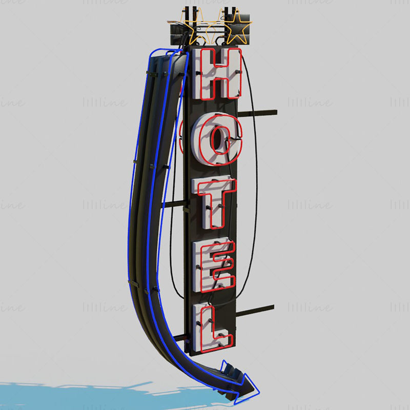 Neon Hotel Sign 3D Model