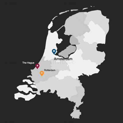 Holland Infografika Térkép szerkeszthető PPT és Keynote