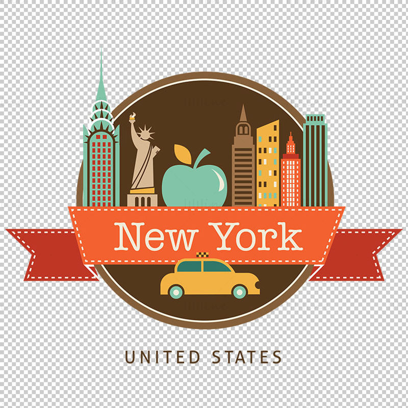 New York City iconic elements vector eps png