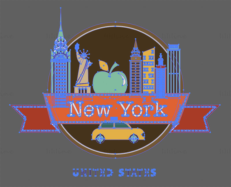 New York City iconic elements vector eps png