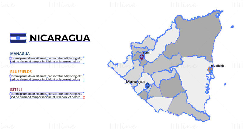Nicaragua kartvektor