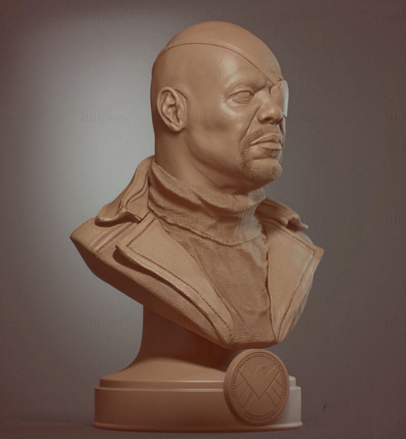 3D model poprsí Nicka Furyho připravený k tisku